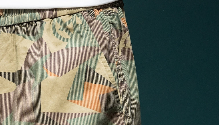 Khaki Geometric Camo Cargo Shorts - XDK3257P_KHA