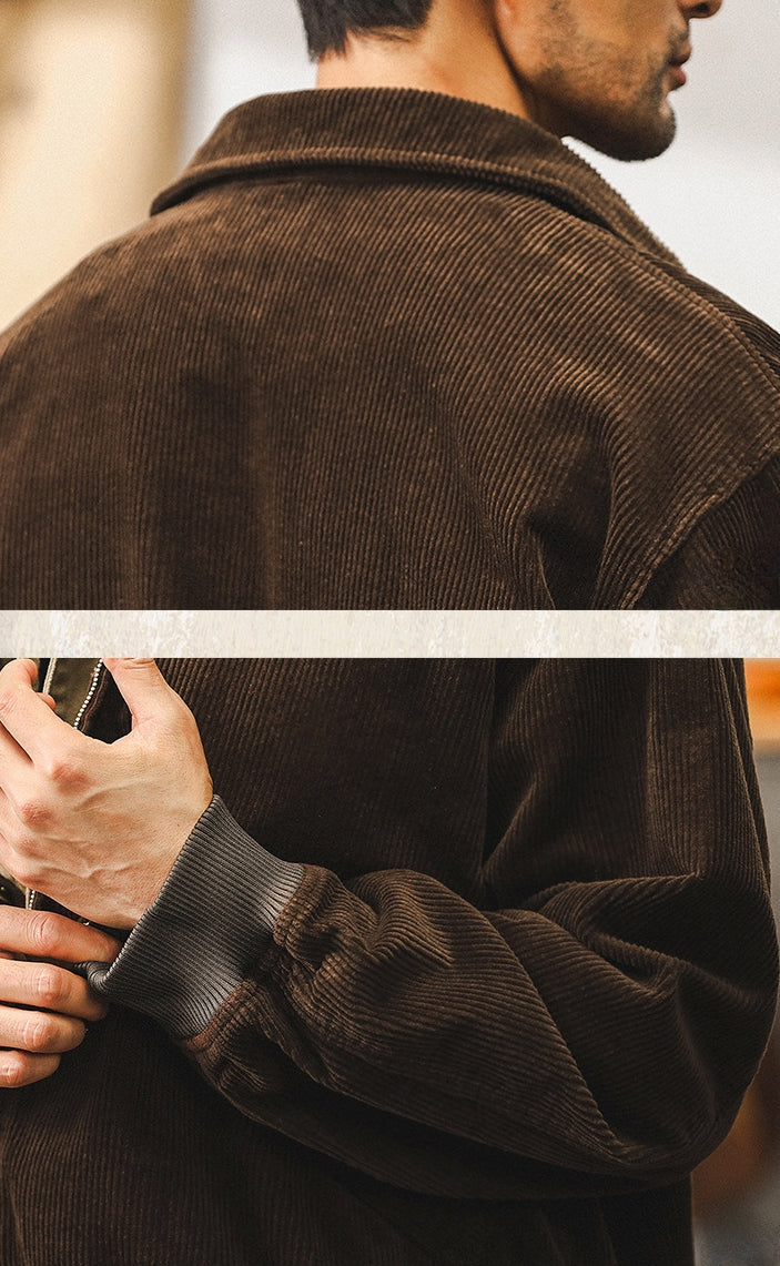 Corduroy Crusader Jacket - J202409221508_BROWN