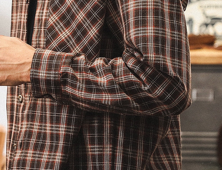 Timber Plaid Tweed Shirt - J202410041650_BROWN