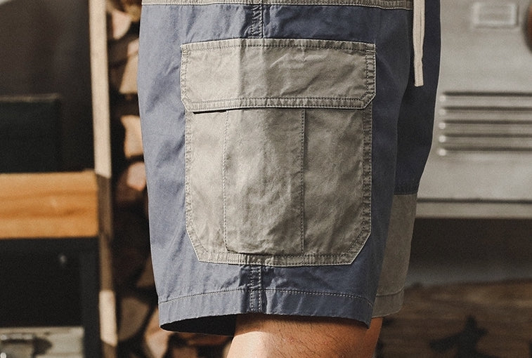 Rustic Two-Tone Cargo Shorts - Z202306272110_GB