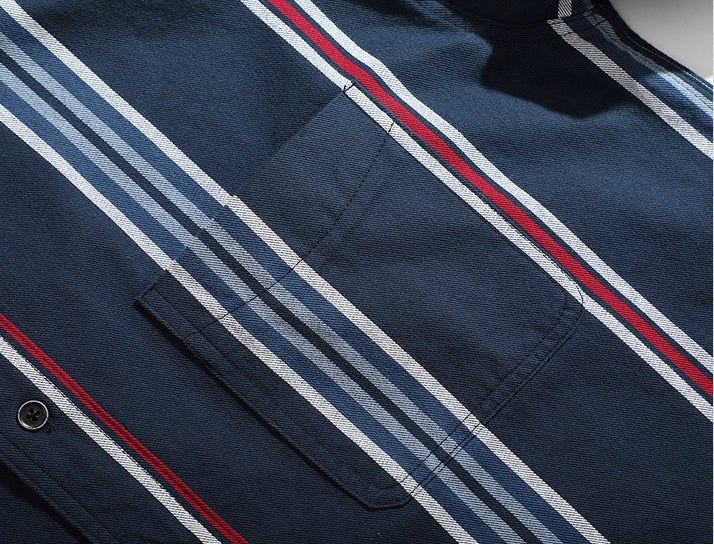 Harbor Stripe Tweed Shirt - 2023090213_NAVY