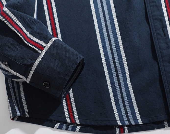 Harbor Stripe Tweed Shirt - 2023090213_NAVY