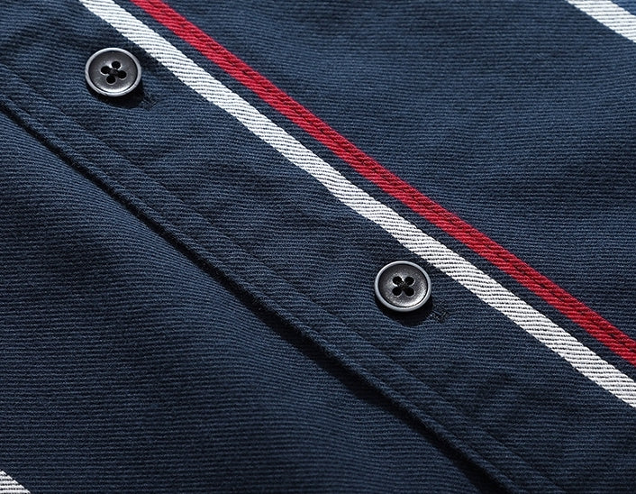 Harbor Stripe Tweed Shirt - 2023090213_NAVY