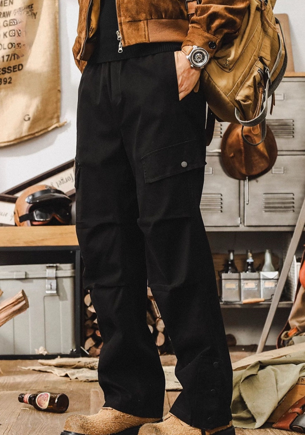 Vintage Utility Black Cargo Pants - Z2024082118_BLA (EOSS)