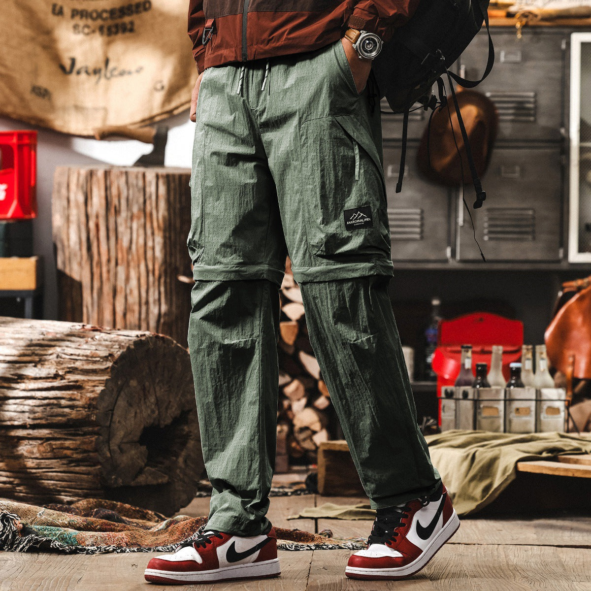 Quick-Drying Hiking Detachable functional Pants in Green