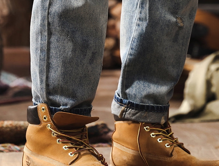 Ruffled Knee Denim Pant