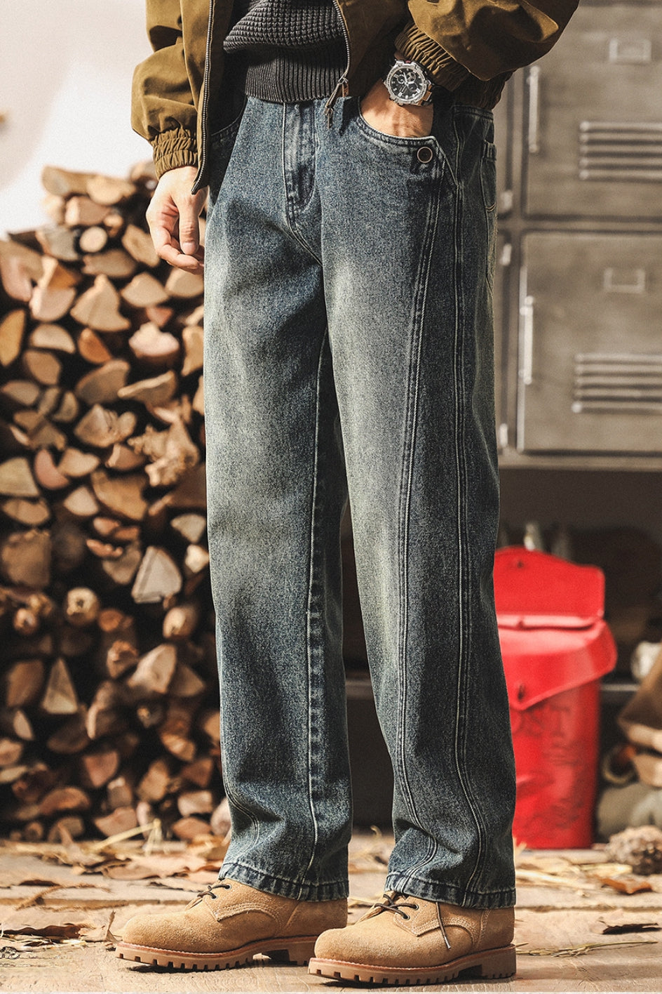 Casual Washed Denim Pants