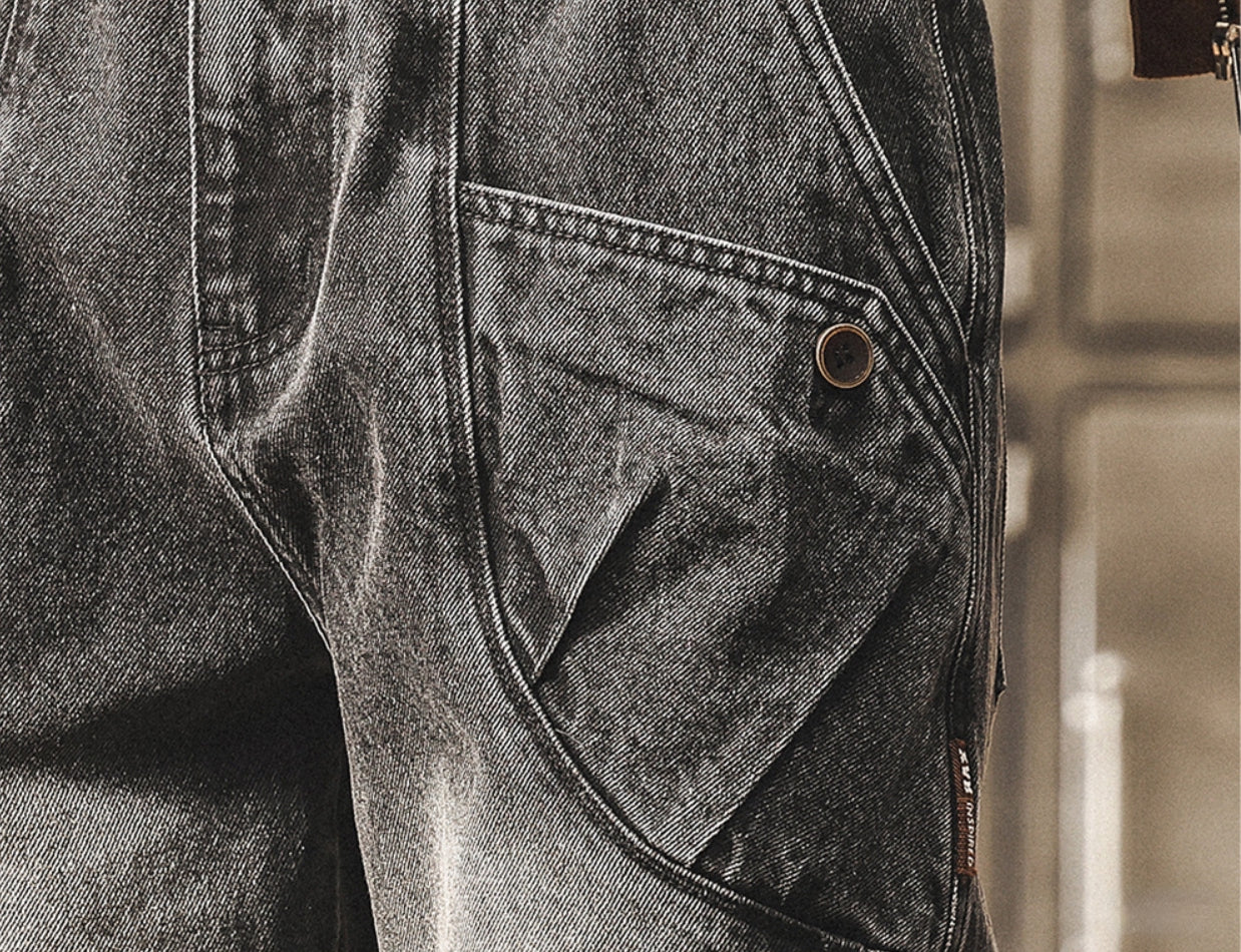 Washed Loose Panelled Jeans