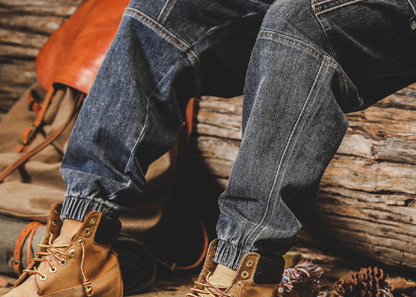 Retro Harem Cargo Denim Pants