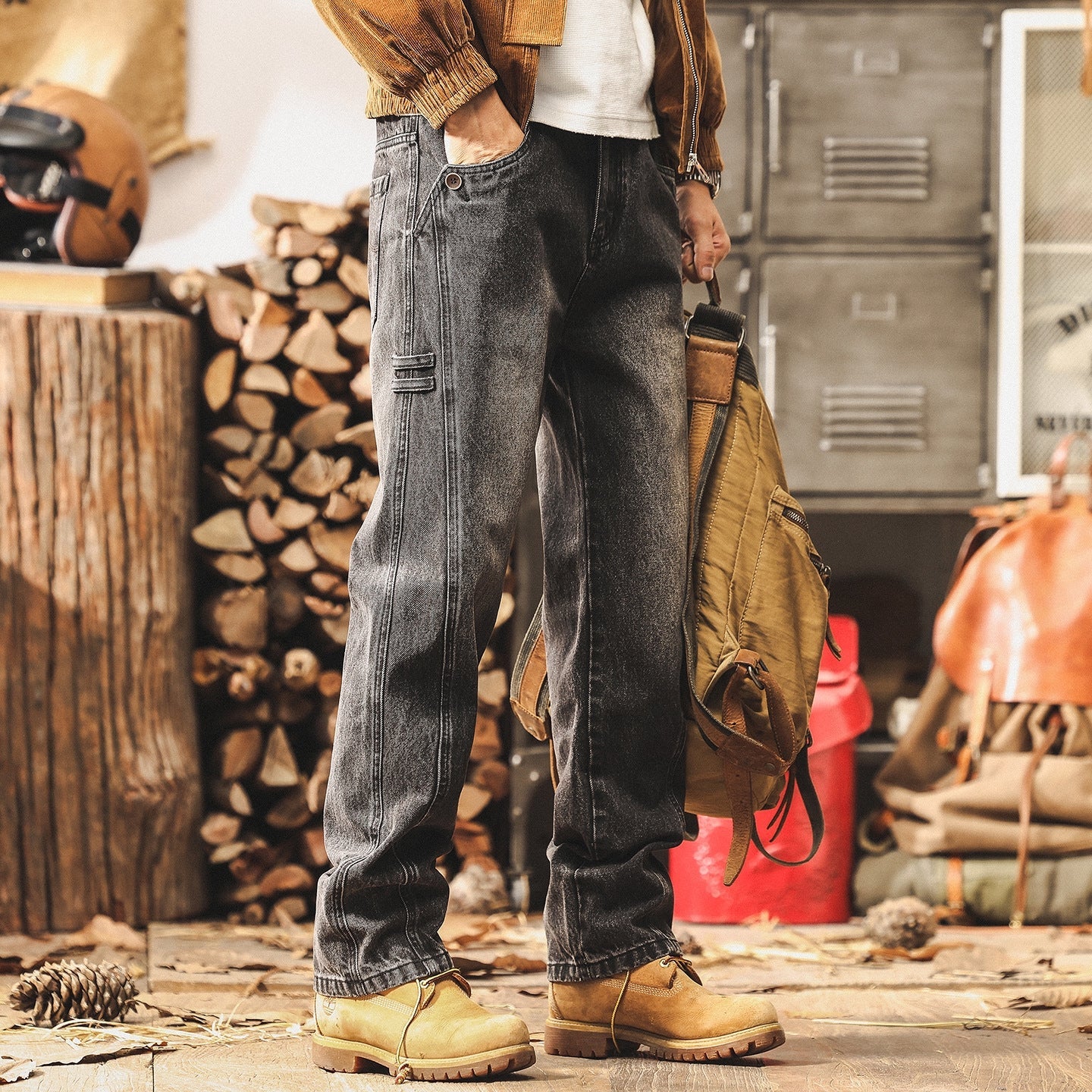 Casual Washed Denim Pants