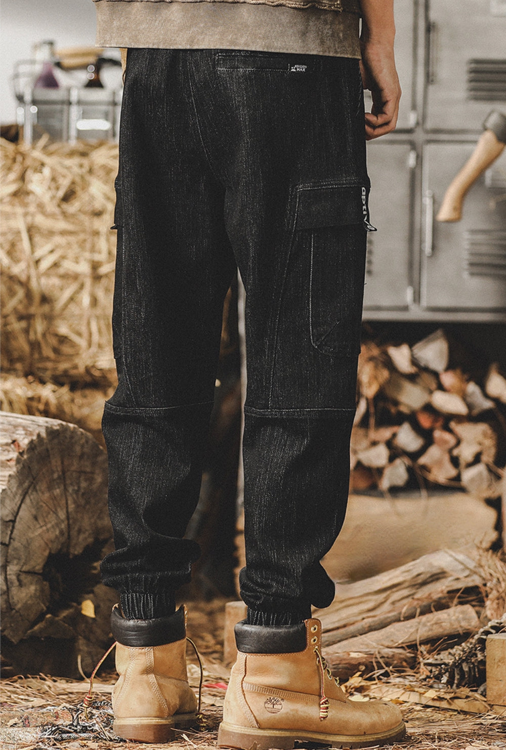 Retro Harem Cargo Denim Pants
