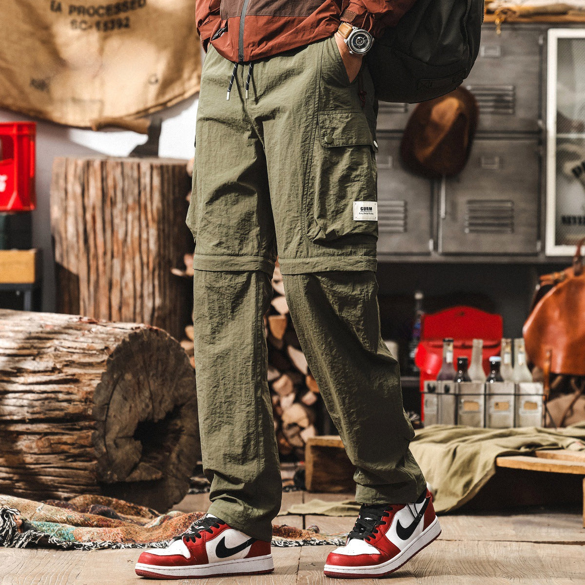 Quick-Drying Hiking Light Weight Detachable Green Cargo Pant