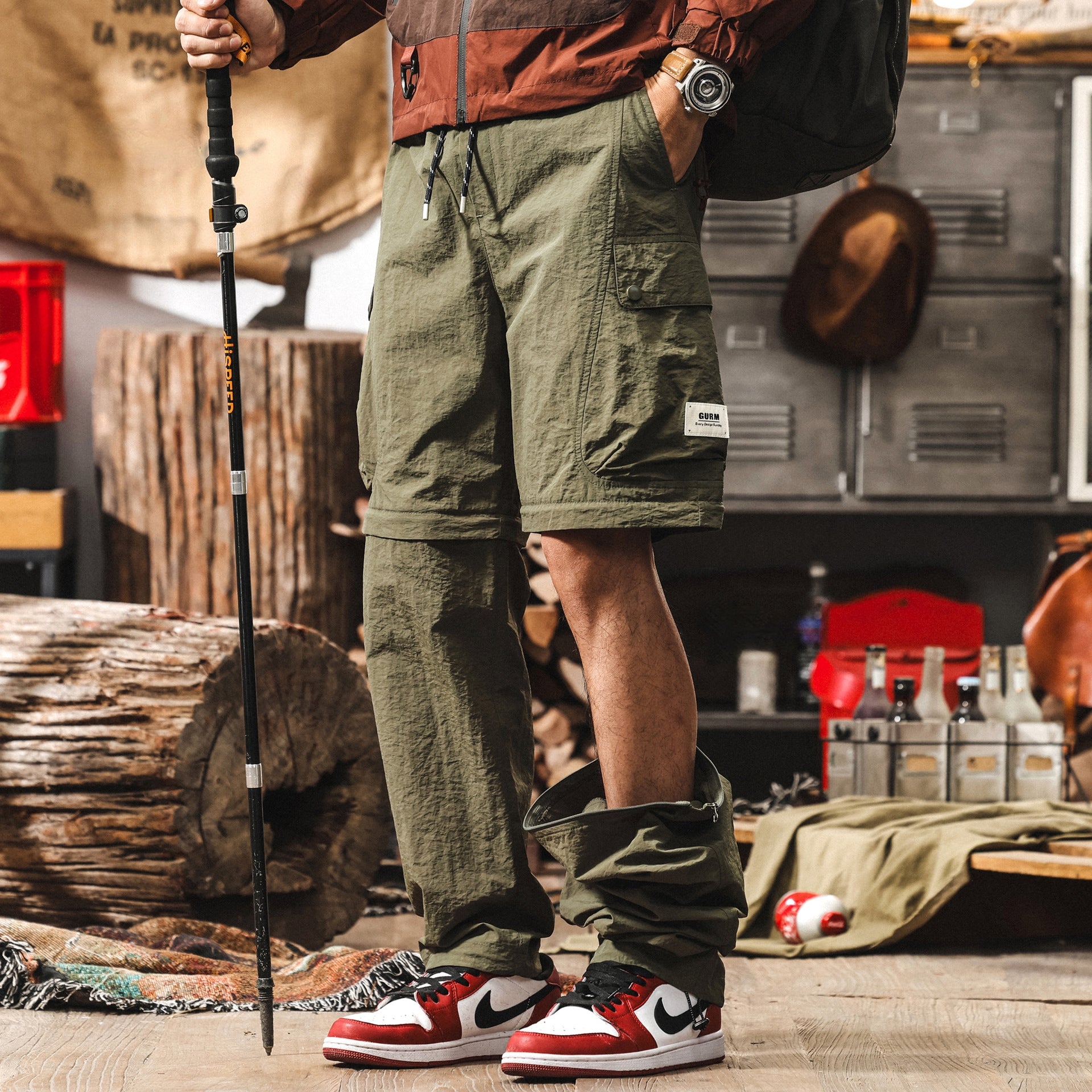 Quick-Drying Hiking Light Weight Detachable Green Cargo Pant