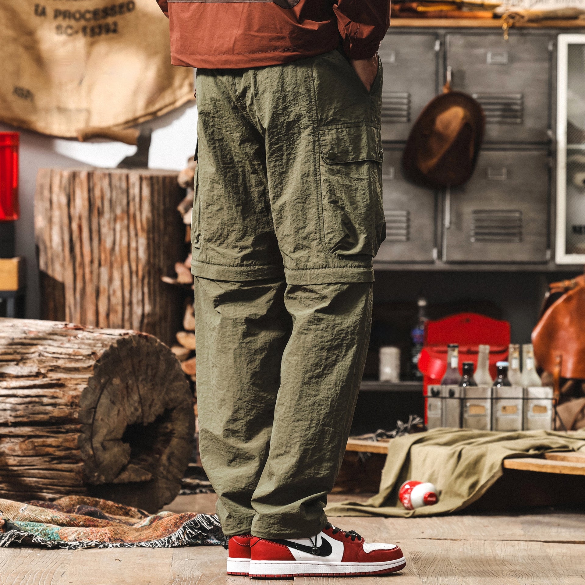 Quick-Drying Hiking Light Weight Detachable Green Cargo Pant