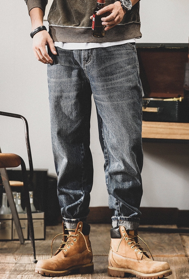 Cargo Loose Washed Denim Pants