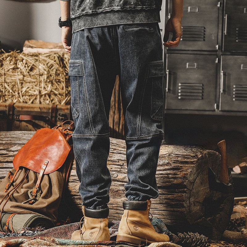 Retro Harem Cargo Denim Pants