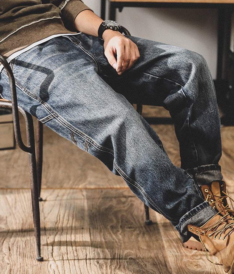 Cargo Loose Washed Denim Pants