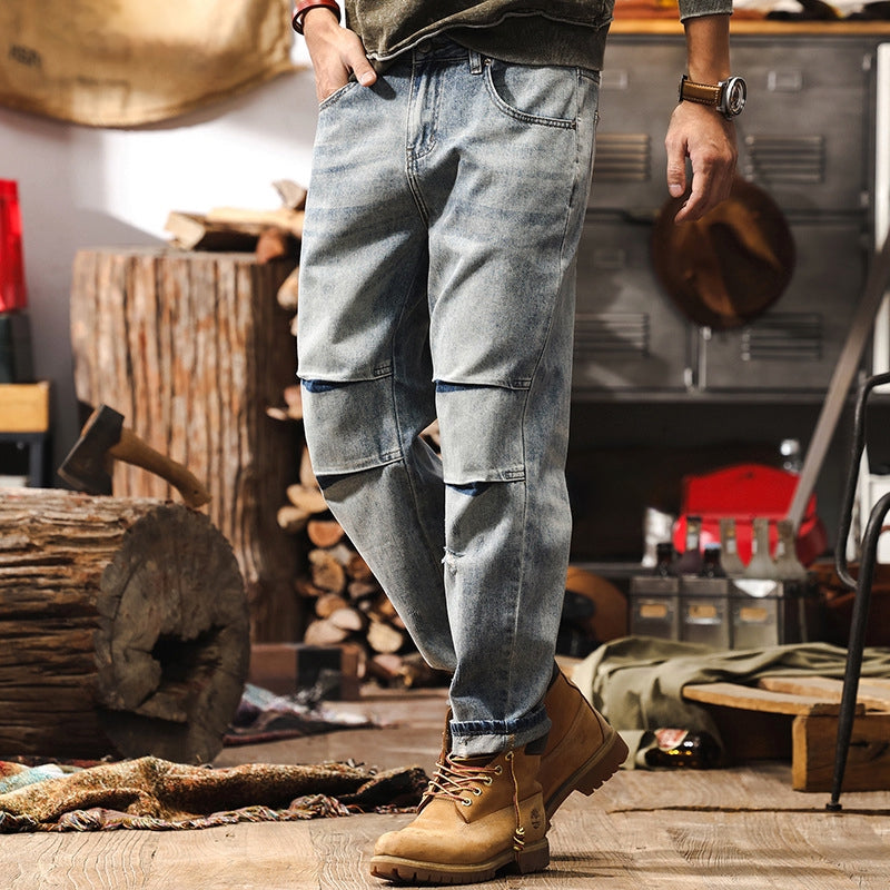 Ruffled Knee Denim Pant