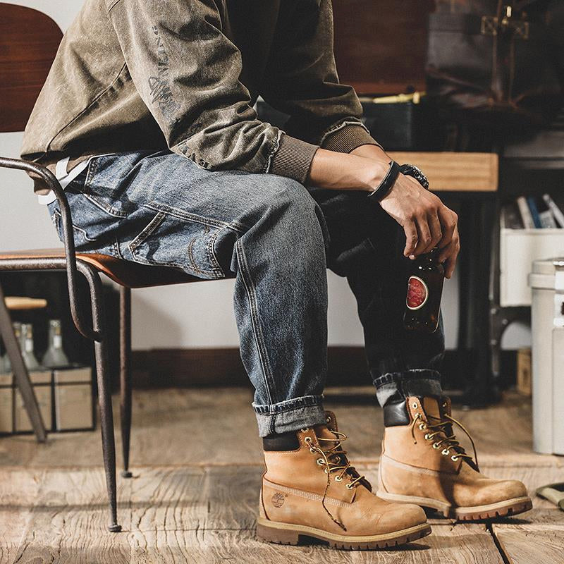 Cargo Loose Washed Denim Pants