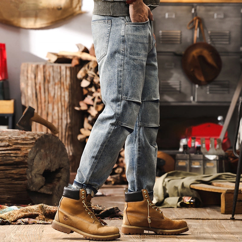 Ruffled Knee Denim Pant