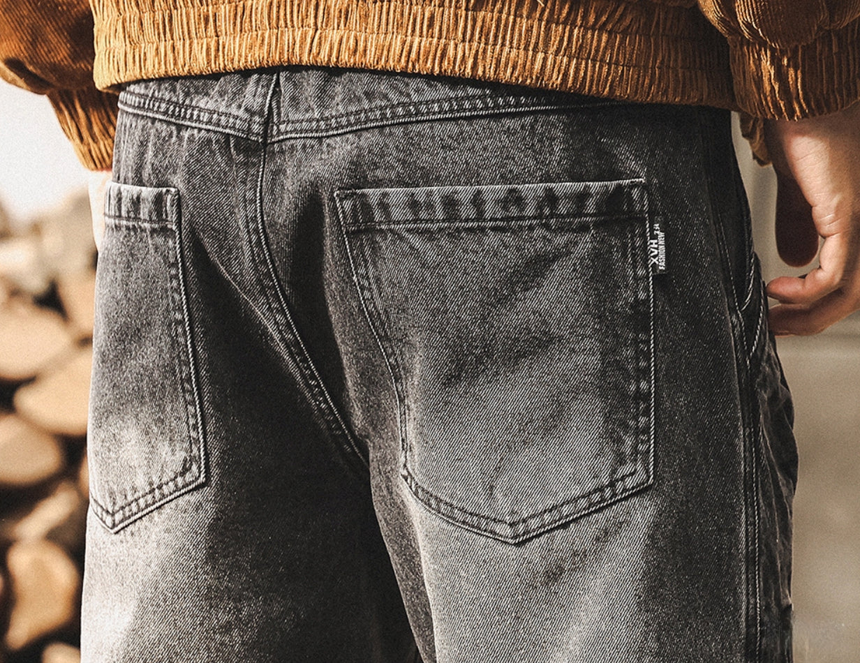 Washed Loose Panelled Jeans