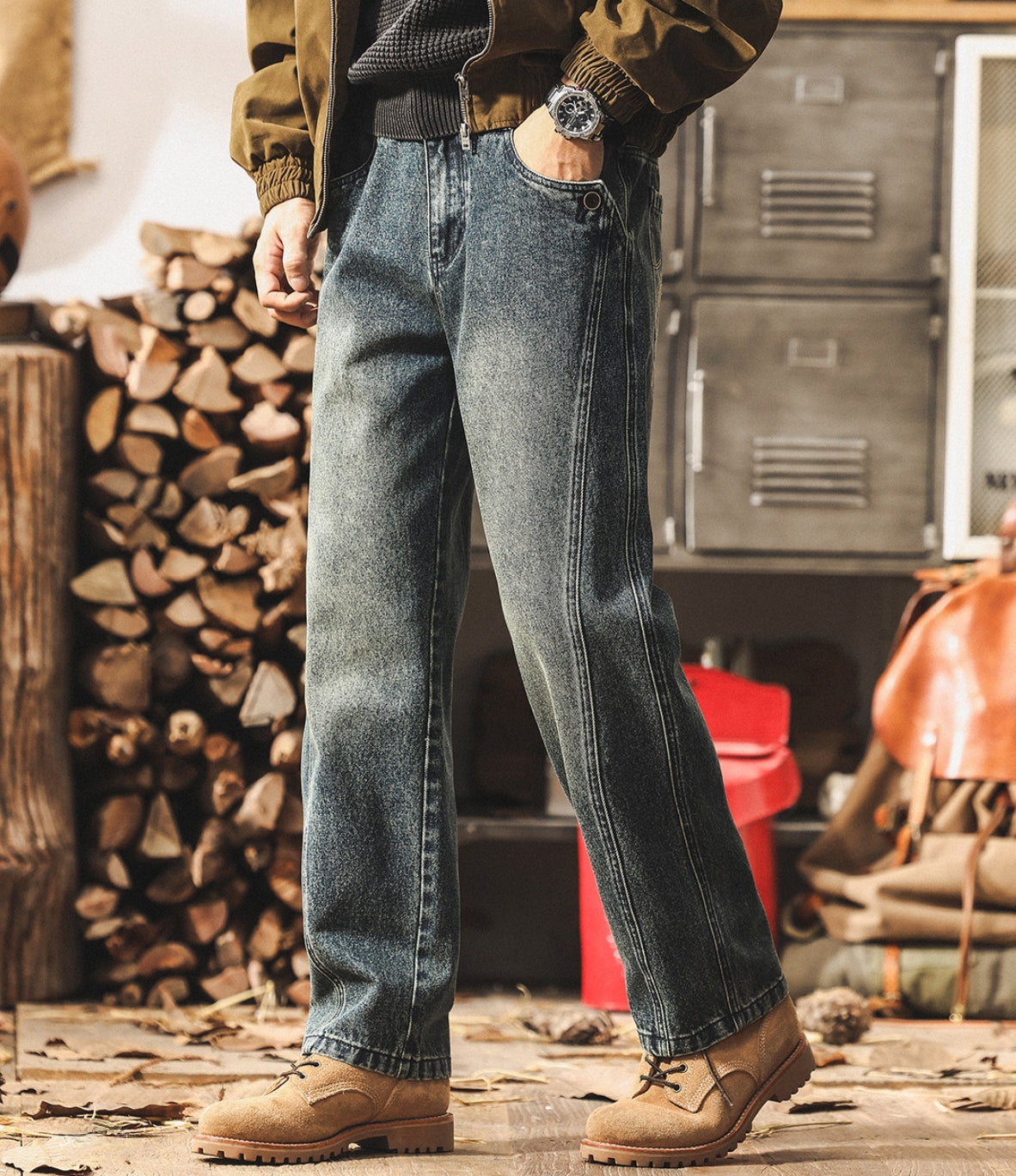 Casual Washed Denim Pants