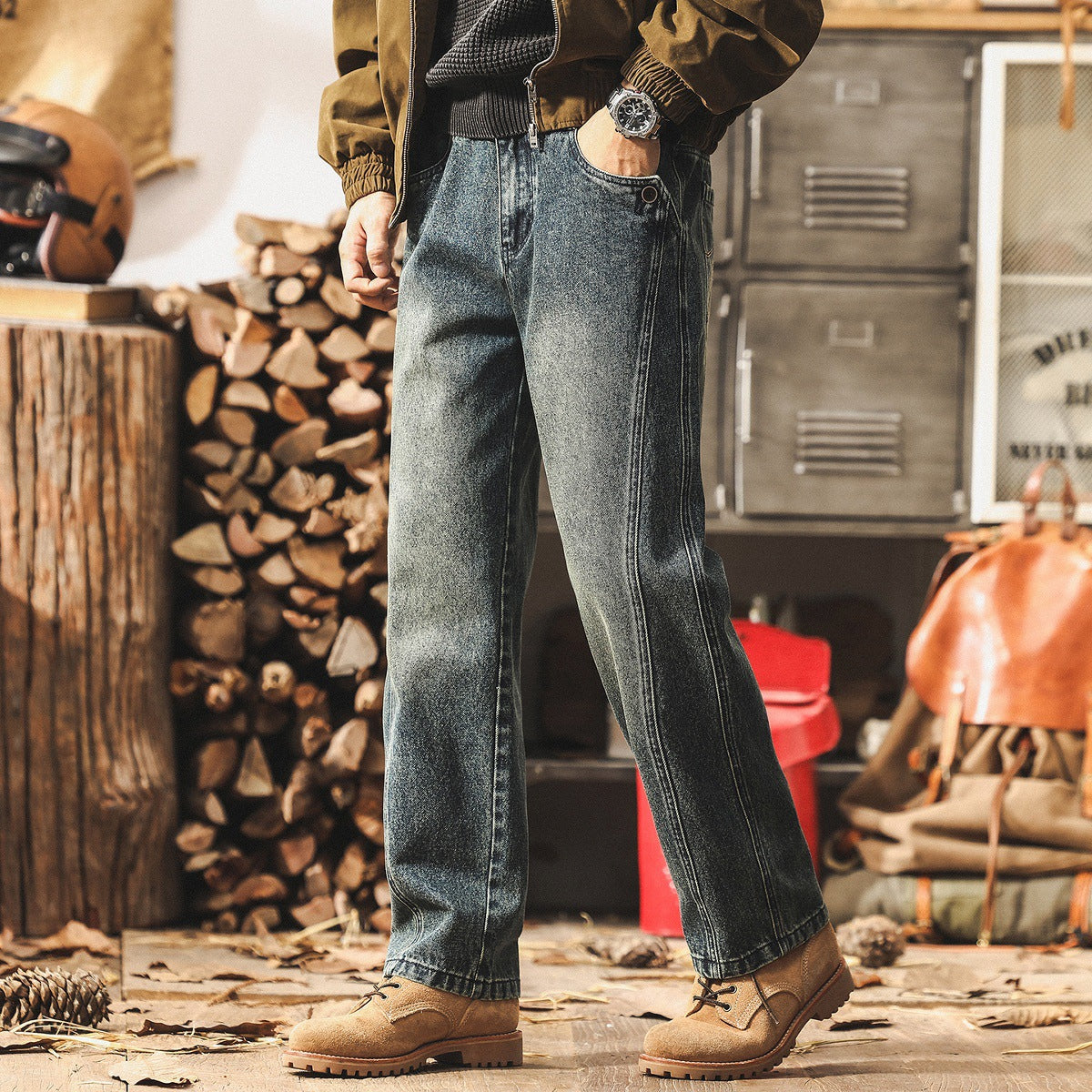 Casual Washed Denim Pants