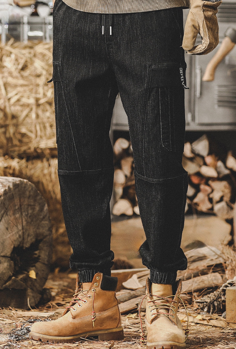 Retro Harem Cargo Denim Pants