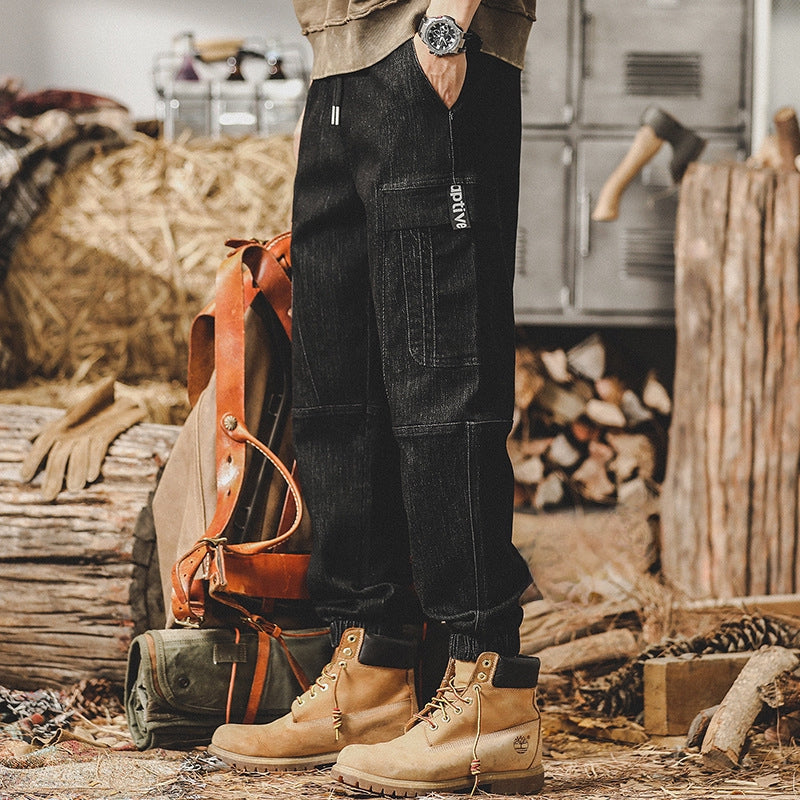 Retro Harem Cargo Denim Pants