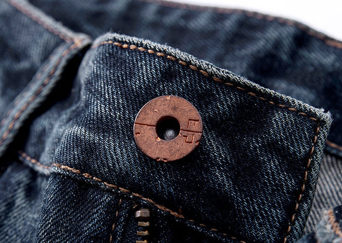 Washed Denim Paneled Pants