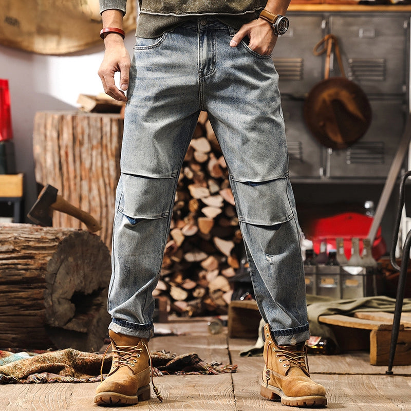 Ruffled Knee Denim Pant