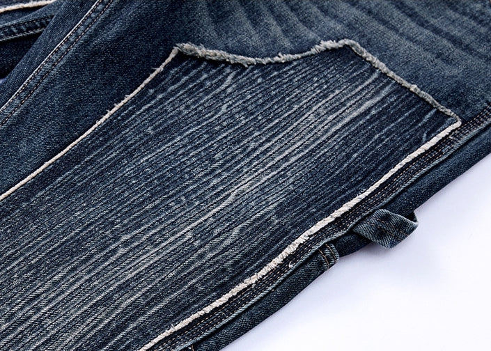 Washed Denim Paneled Pants