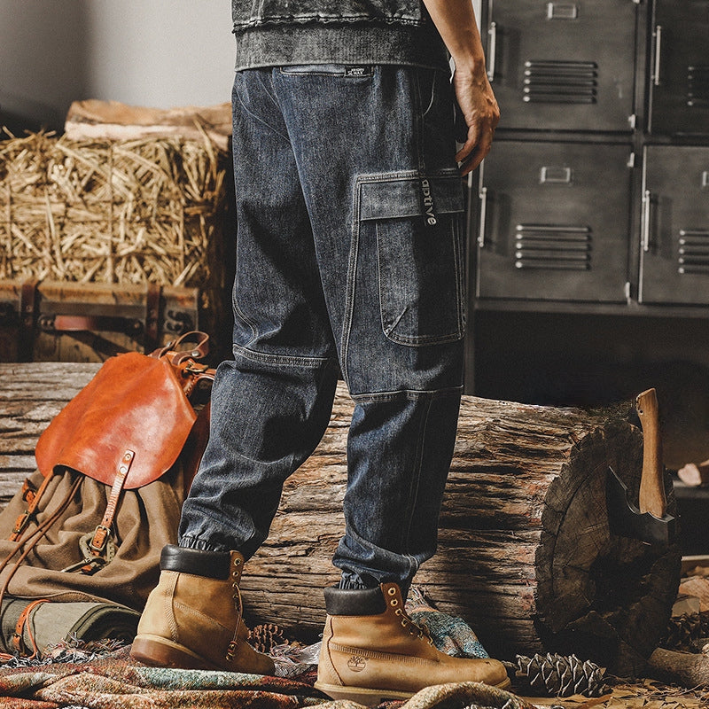 Retro Harem Cargo Denim Pants