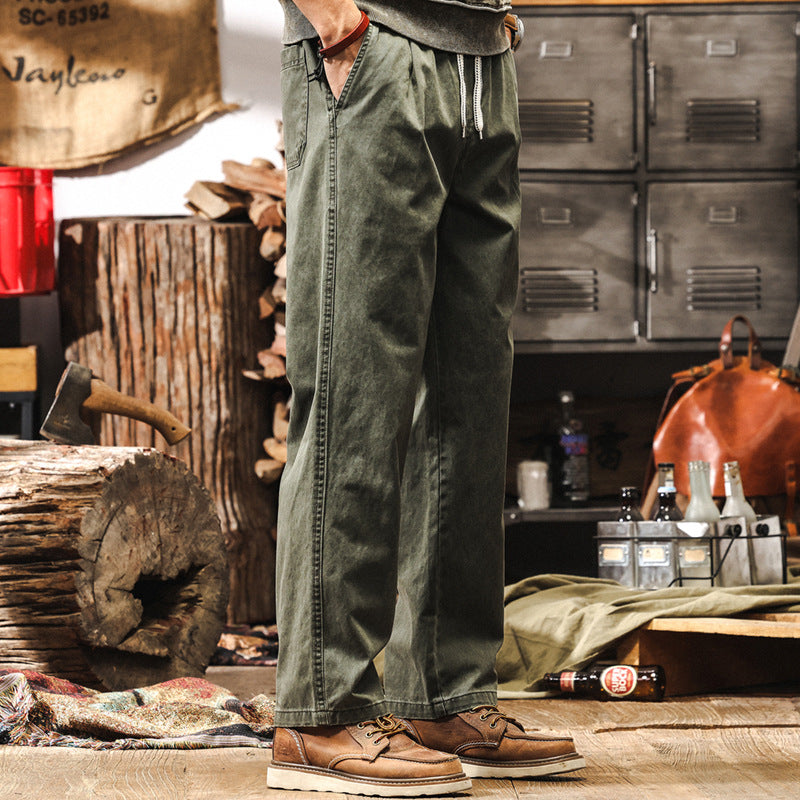 Men's Vintage Green Drawstring Pants