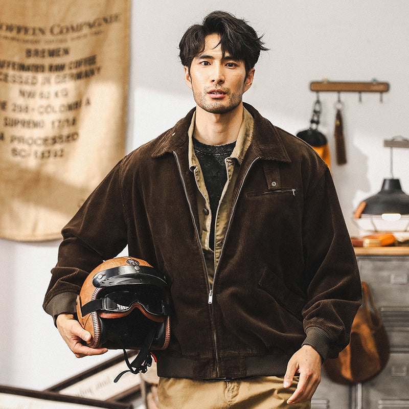 Corduroy Crusader Jacket - J202409221508_BROWN