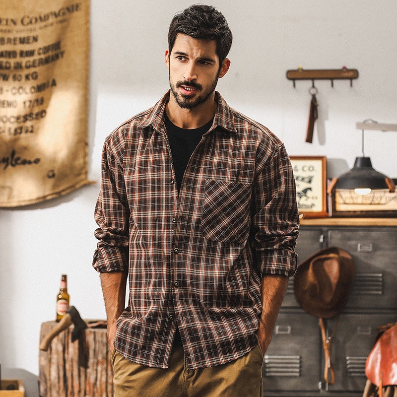 Timber Plaid Tweed Shirt - J202410041650_BROWN