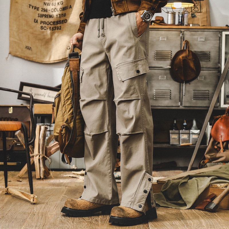 Vintage Utility Khaki Cargo Pants - Z2024082118_KHA