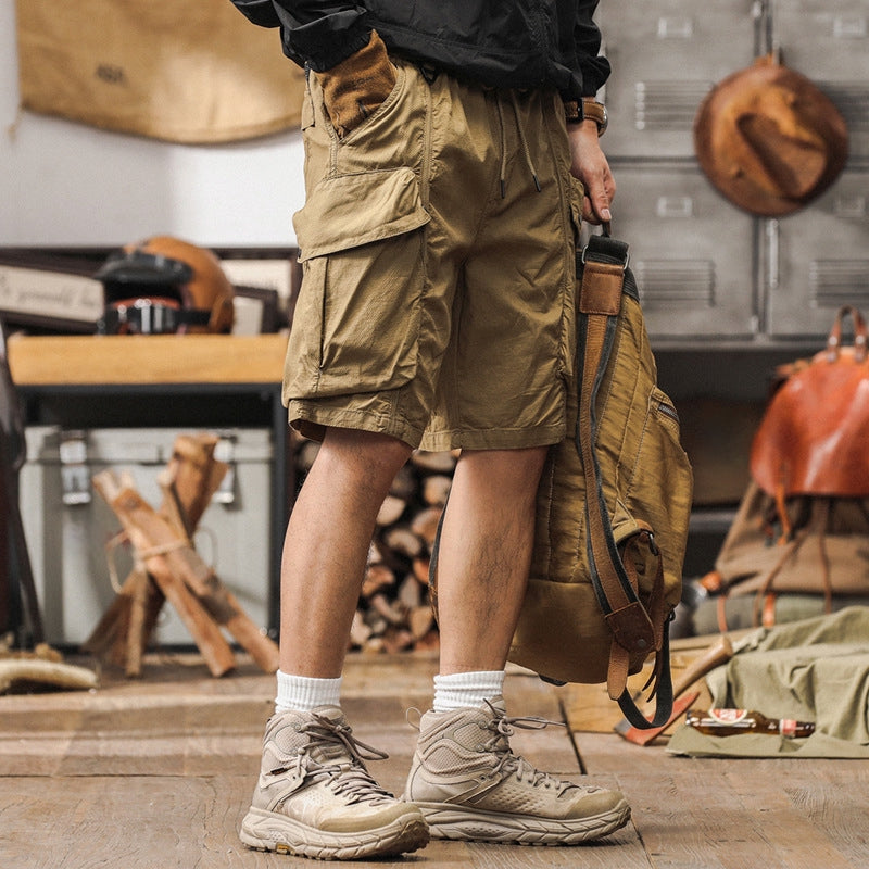 Rugged Retro Elasticated Waist Cargo Shorts - M202404281256_KHA