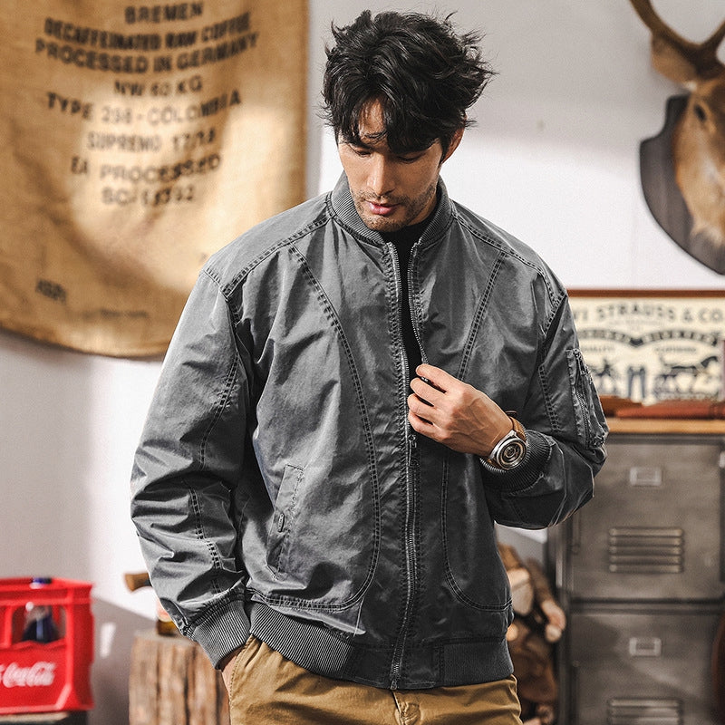 Iron Edge Bomber Jacket - J202410161932_GREY