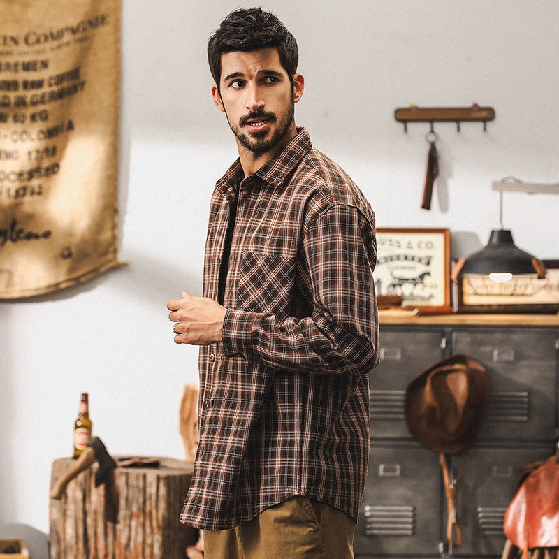 Timber Plaid Tweed Shirt - J202410041650_BROWN