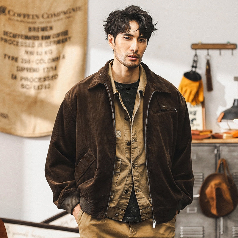 Corduroy Crusader Jacket - J202409221508_BROWN
