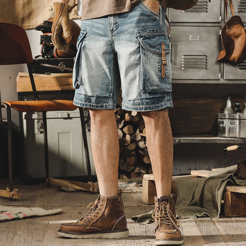 Denim Retro Cargo Shorts - 202306010008_BAS