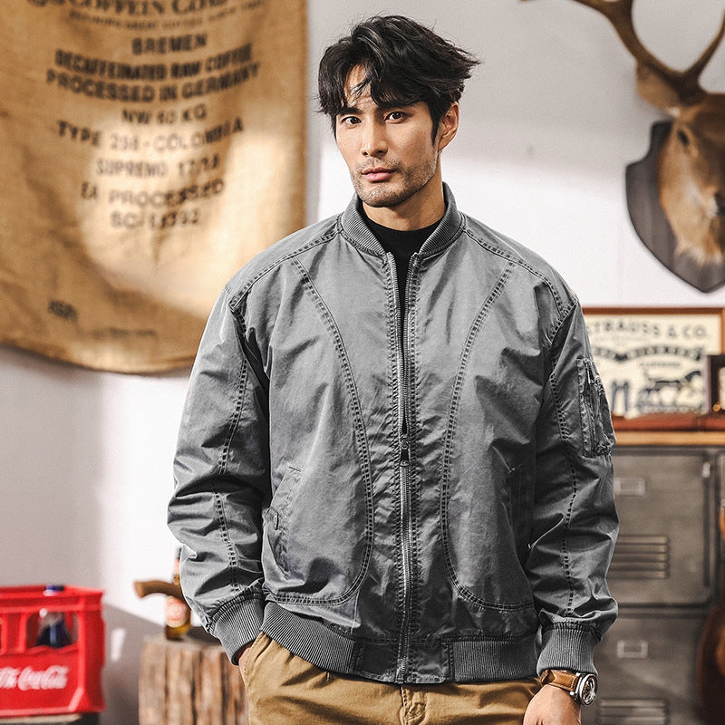 Iron Edge Bomber Jacket - J202410161932_GREY