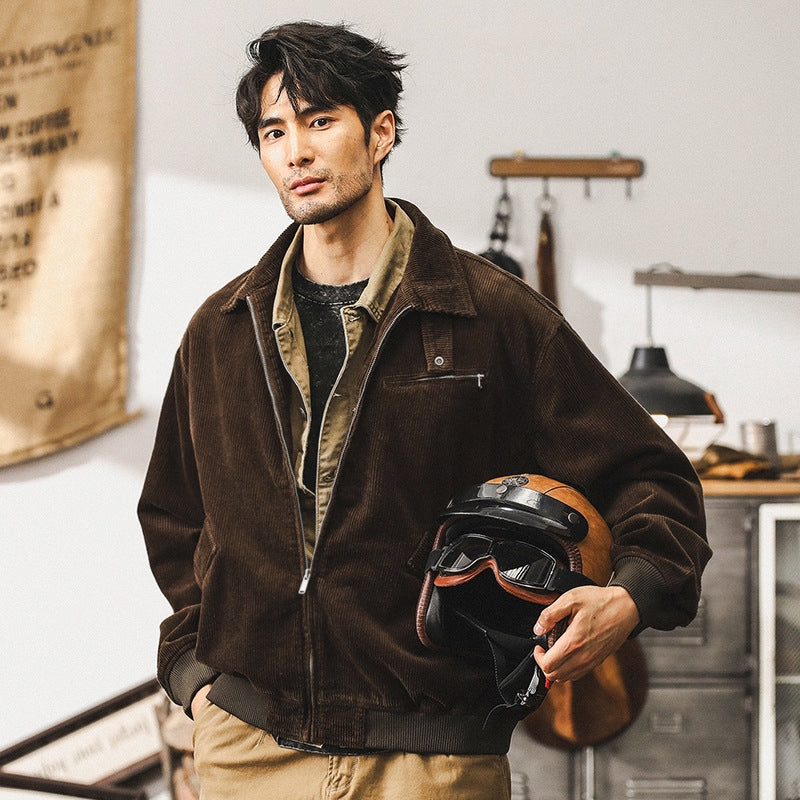 Corduroy Crusader Jacket - J202409221508_BROWN