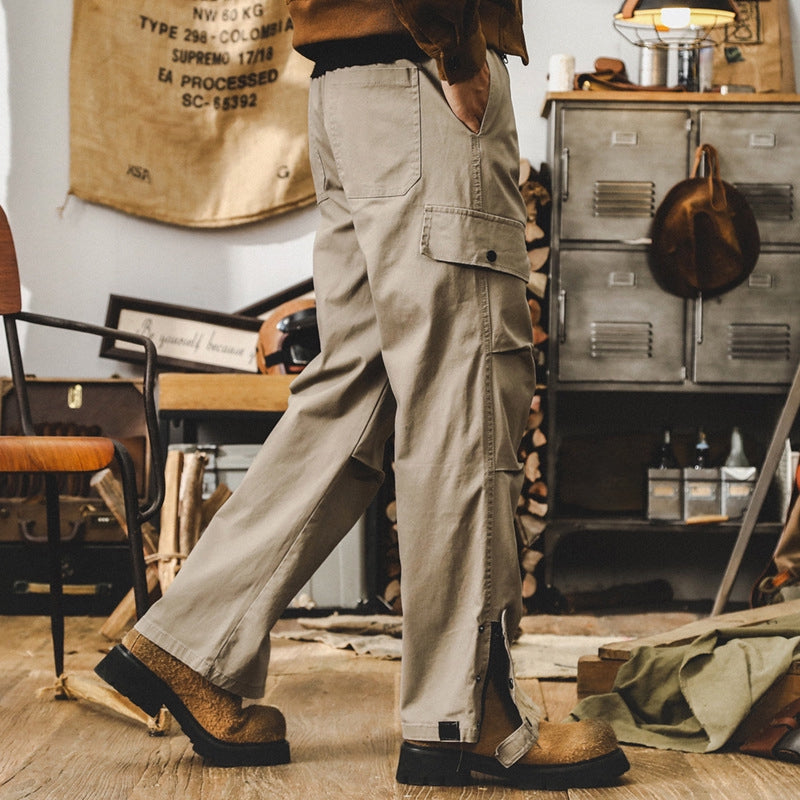 Vintage Utility Khaki Cargo Pants - Z2024082118_KHA