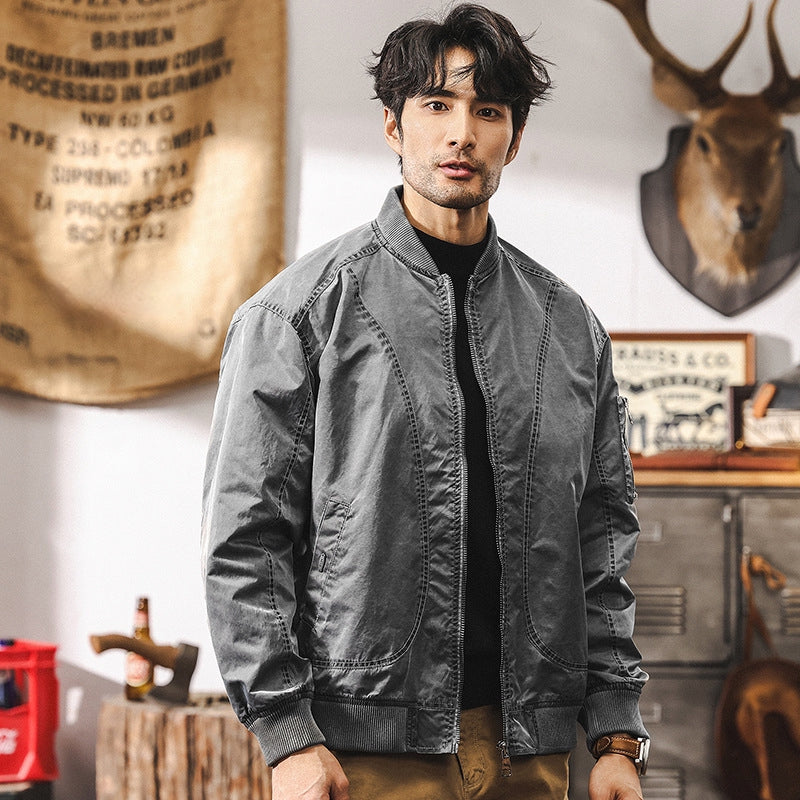 Iron Edge Bomber Jacket - J202410161932_GREY