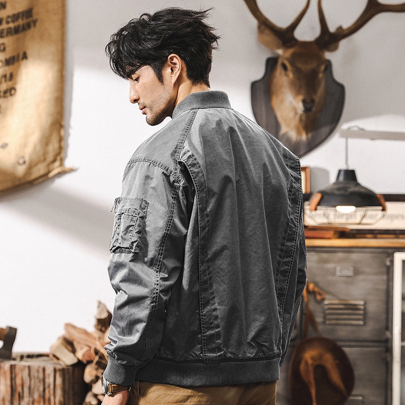 Iron Edge Bomber Jacket - J202410161932_GREY