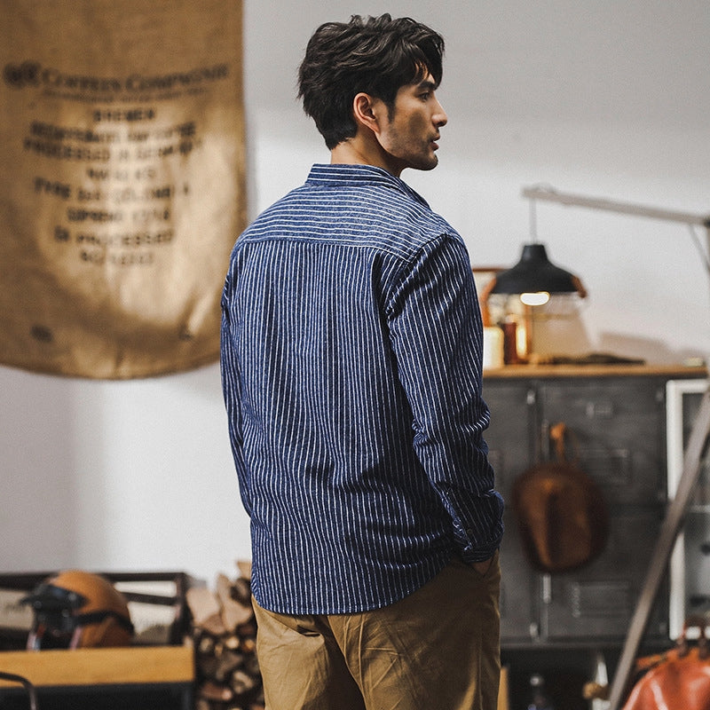 Indigo Tweed Shirt - J202403081512_NAVY – T.H.E.N.D : Rugged Luxury