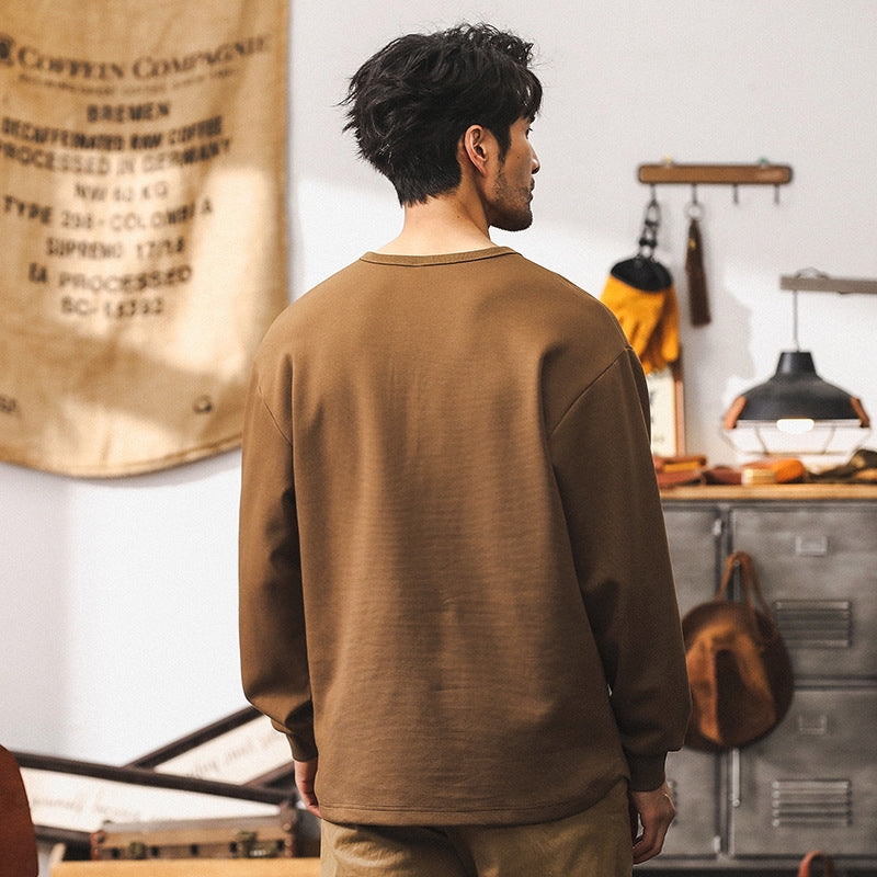 Rugged Winter Henley T Shirt - C2024090716_KHAKI