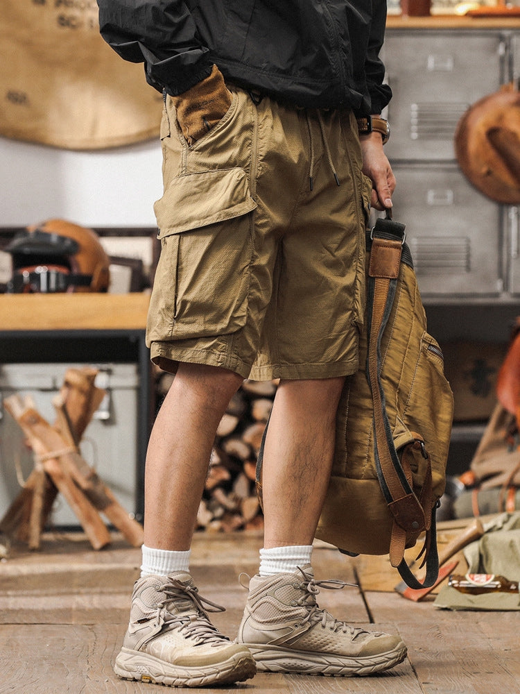 Rugged Retro Elasticated Waist Cargo Shorts - M202404281256_KHA